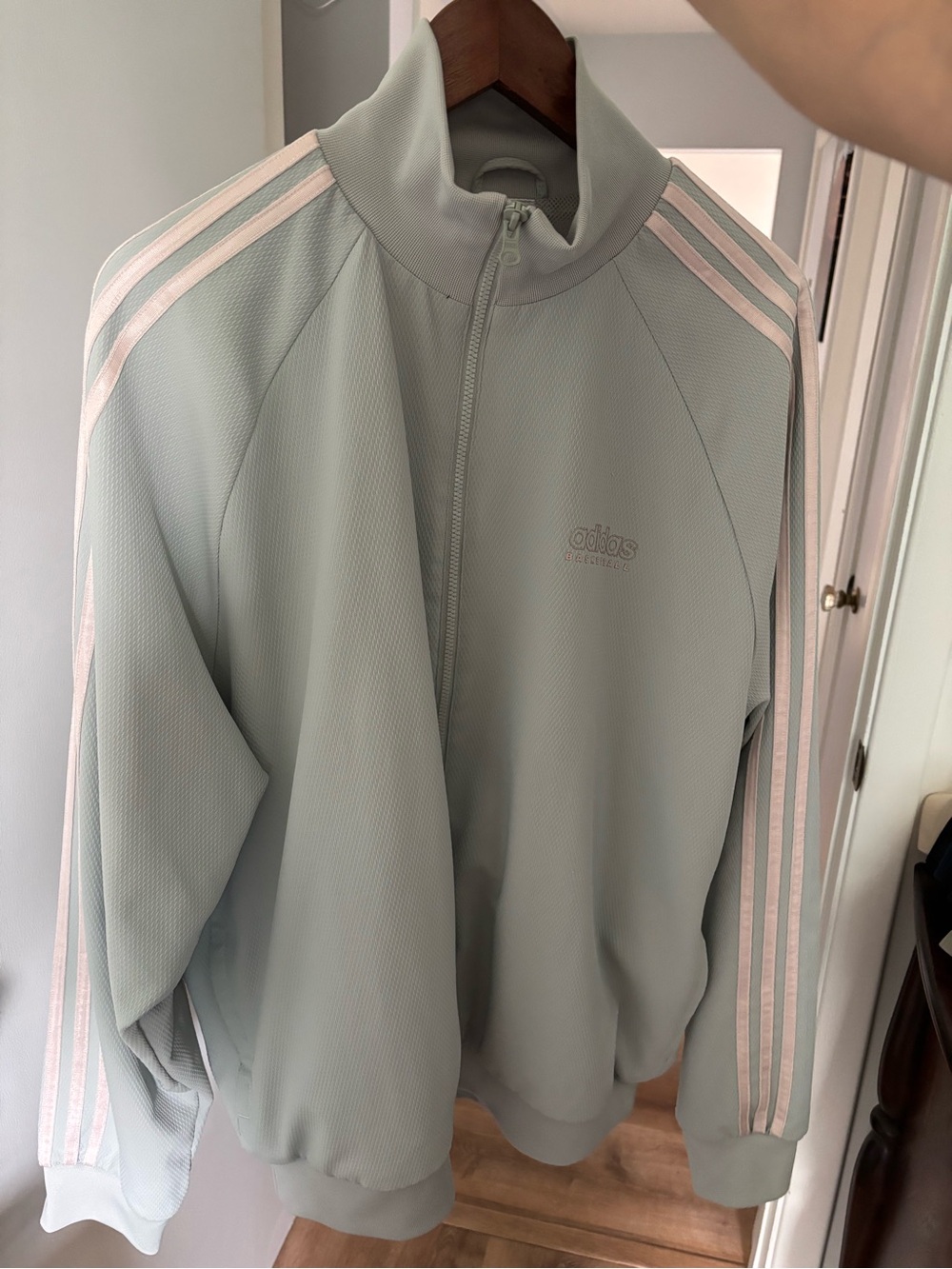 Adidas Basketball Mens Mint Track Jacket with Off White Stripe